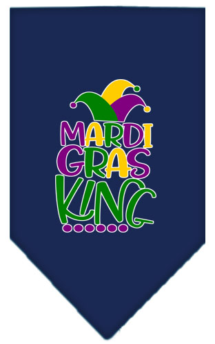 Mardi Gras King Screen Print Mardi Gras Bandana Navy Blue Small